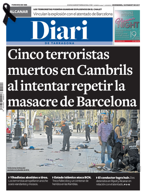 Cinco terroristas muertos en Cambrils en los atentados